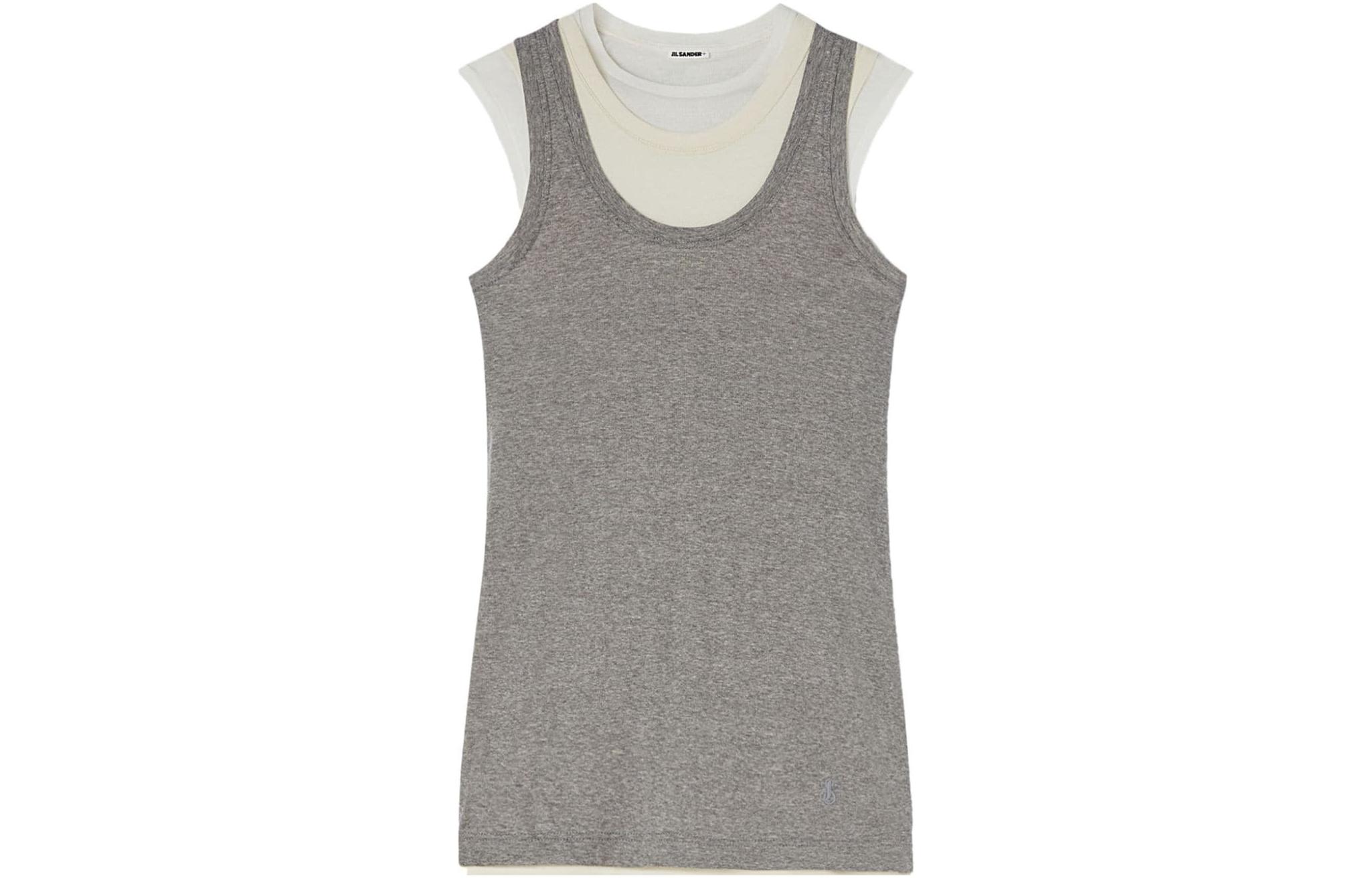 Buy (Women) Jil Sander SS24  Layered Comfort Crewneck Knit Vest Light Gray J40FV0106JTN357-GREY