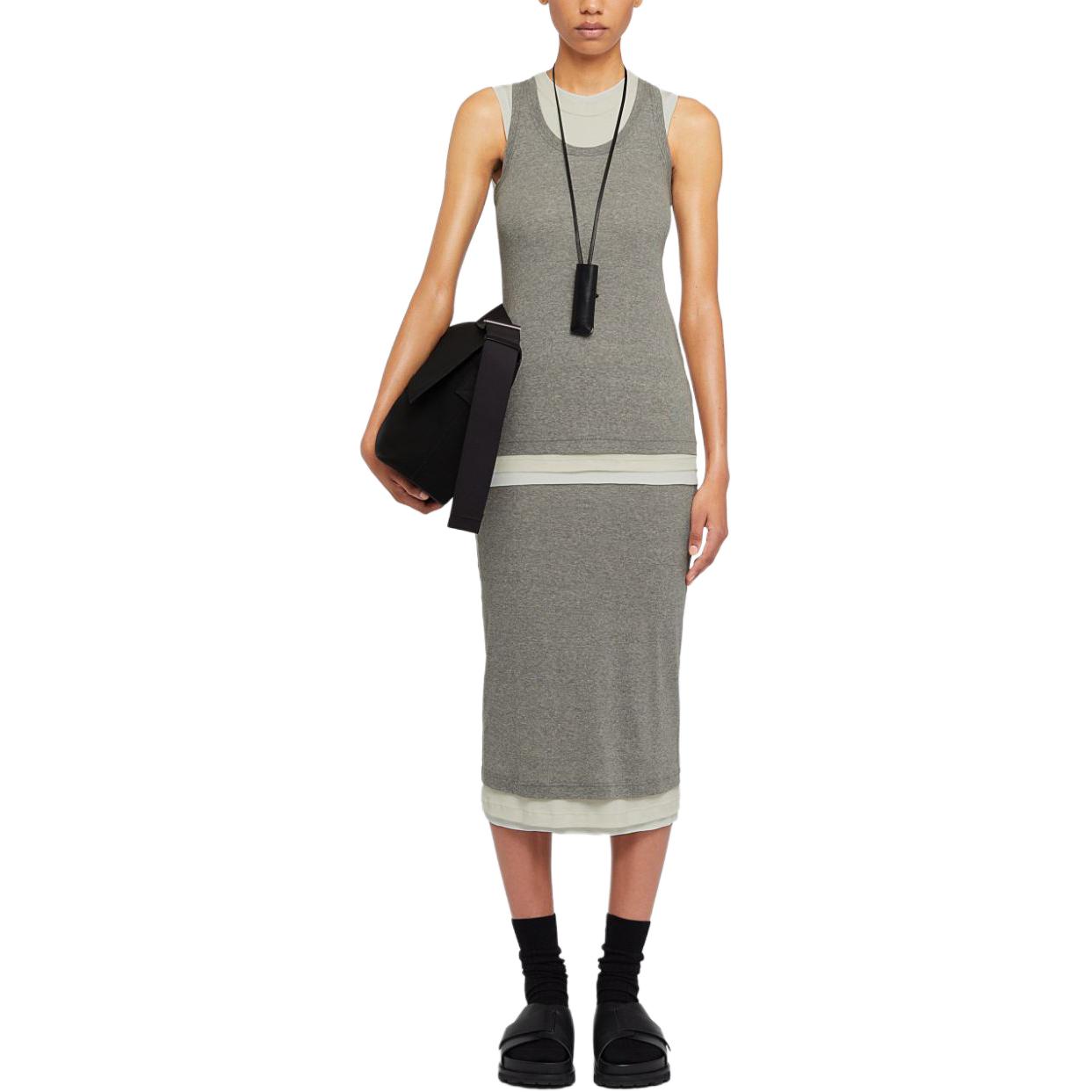 Shop (Women) Jil Sander SS24  Layered Comfort Crewneck Knit Vest Light Gray J40FV0106JTN357-GREY