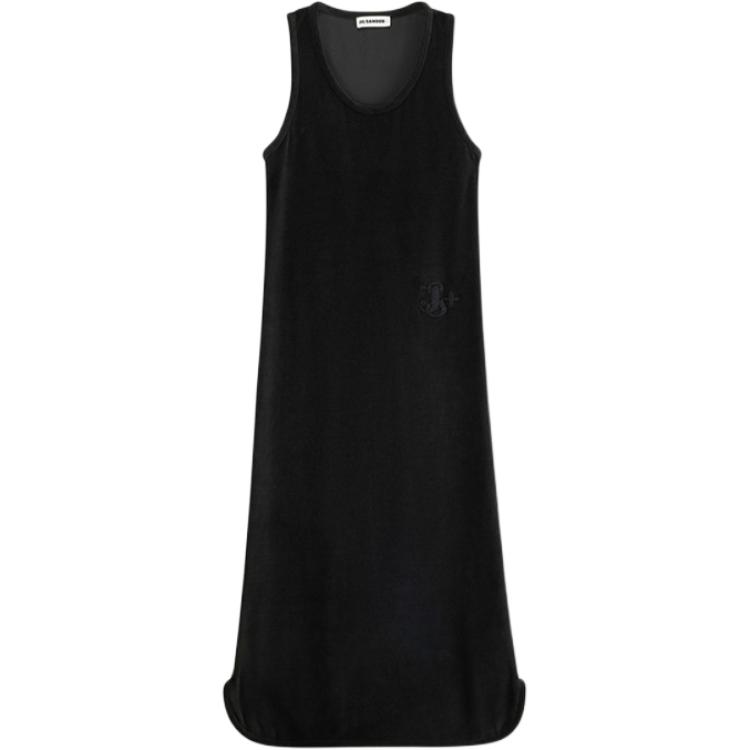 Order (W) 질 샌더 SS24 블랙 민소매 미디멀 캐주얼 원피스. J40CT0171-J20024-001