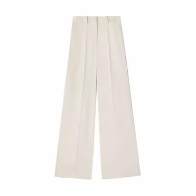 (Women) Jil Sander SS24 Women’s Beige High-Waisted Pleated Wide-Leg Trousers. J01KA0130J65112-BEIGE