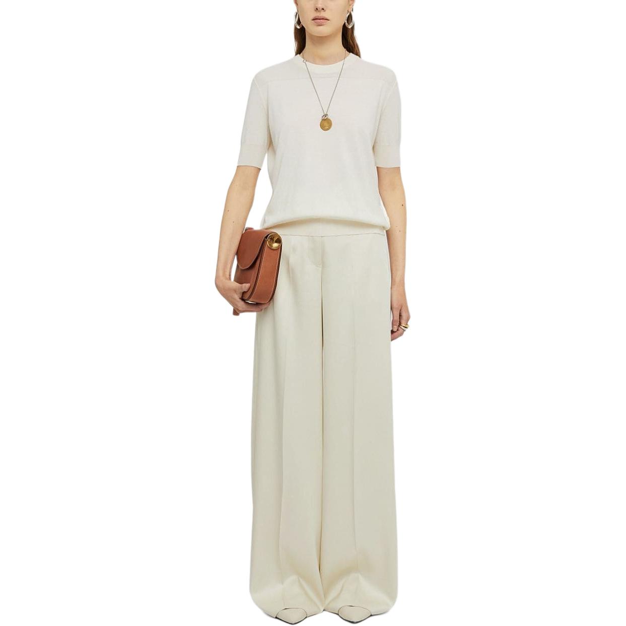 Lookbook (Women) Jil Sander SS24 Women’s Beige High-Waisted Pleated Wide-Leg Trousers. J01KA0130J65112-BEIGE