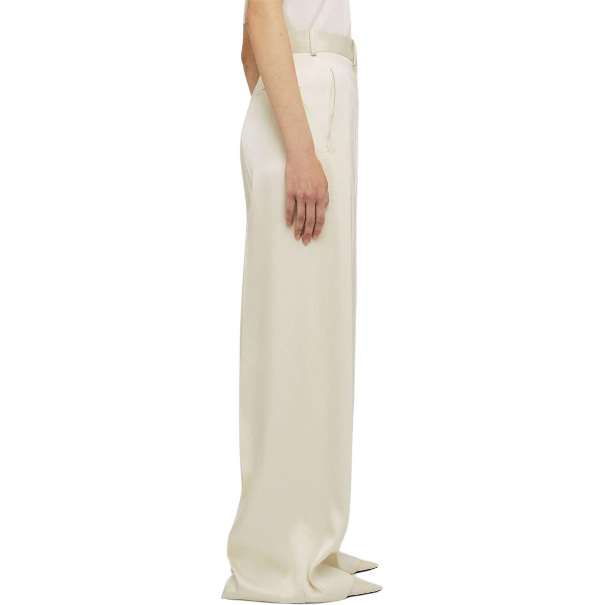 Shop (Women) Jil Sander SS24 Women’s Beige High-Waisted Pleated Wide-Leg Trousers. J01KA0130J65112-BEIGE