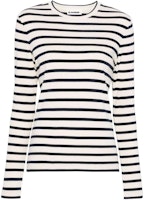 (Women) JIL SANDER Striped Crewneck Long Sleeve Drop Shoulder Tee Ivory Women SS24. J40NH0003J46497-WHITE (Women) JIL SANDER Striped Crewneck Long Sleeve Drop Shoulder Tee Ivory Women SS24. J40NH0003J46497-WHITE