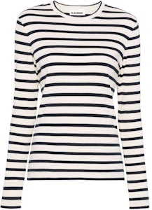 (W) JIL SANDER 条纹圆领长袖宽肩T恤 象牙白 女款 SS24. J40NH0003J46497-WHITE Buy (W) JIL SANDER 条纹圆领长袖宽肩T恤 象牙白 女款 SS24. J40NH0003J46497-WHITE