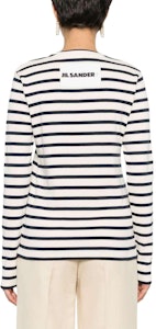 (W) JIL SANDER 条纹圆领长袖宽肩T恤 象牙白 女款 SS24. J40NH0003J46497-WHITE Shop (W) JIL SANDER 条纹圆领长袖宽肩T恤 象牙白 女款 SS24. J40NH0003J46497-WHITE