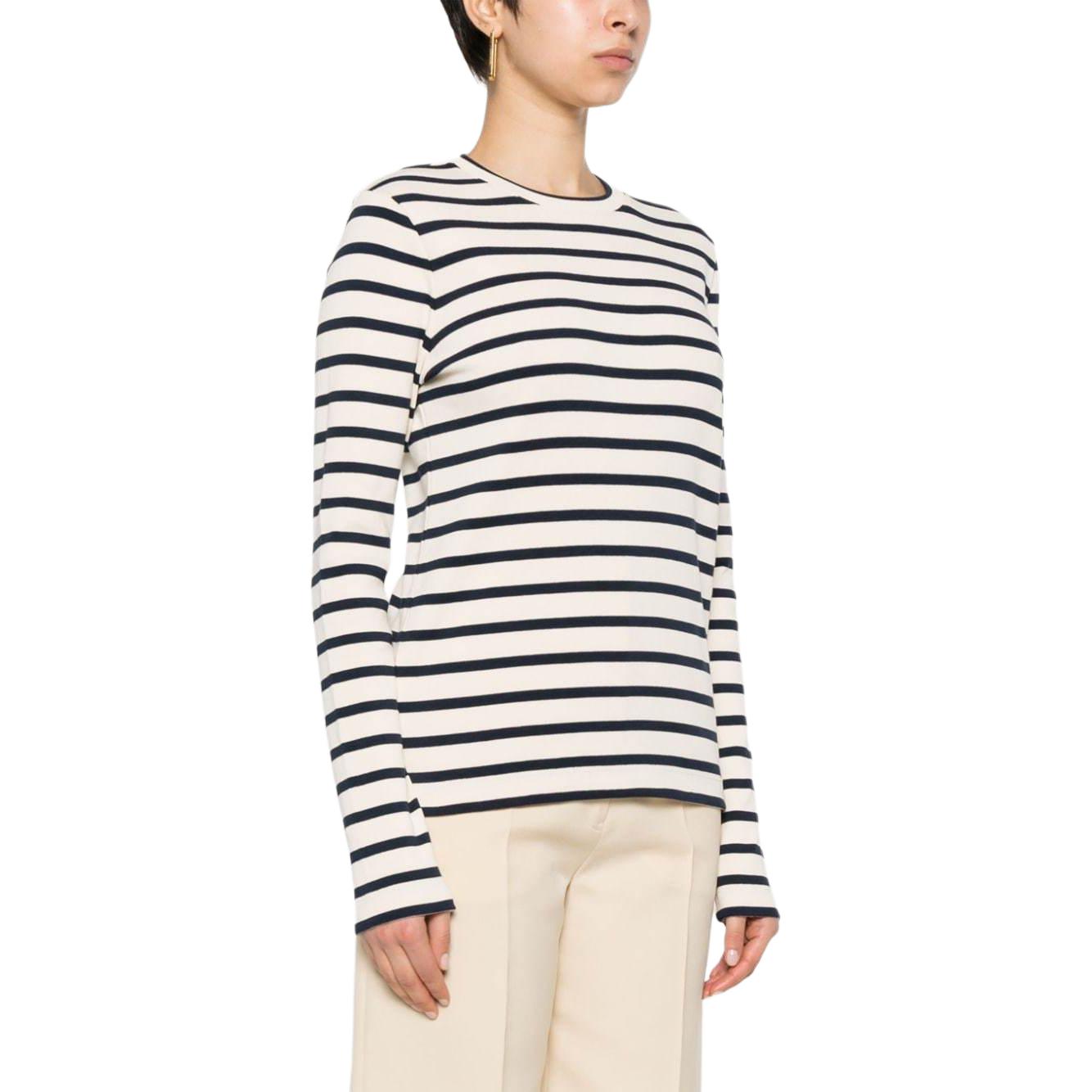 Purchase (W) JIL SANDER 条纹圆领长袖宽肩T恤 象牙白 女款 SS24. J40NH0003J46497-WHITE
