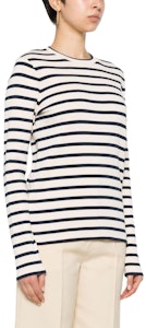 (W) JIL SANDER 条纹圆领长袖宽肩T恤 象牙白 女款 SS24. J40NH0003J46497-WHITE Purchase (W) JIL SANDER 条纹圆领长袖宽肩T恤 象牙白 女款 SS24. J40NH0003J46497-WHITE