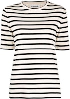 (Women) JIL SANDER Striped Detail Classic Cotton Crewneck T-Shirt White (Women) SS24 J40GC0111-J46497-080 (Women) JIL SANDER Striped Detail Classic Cotton Crewneck T-Shirt White (Women) SS24 J40GC0111-J46497-080