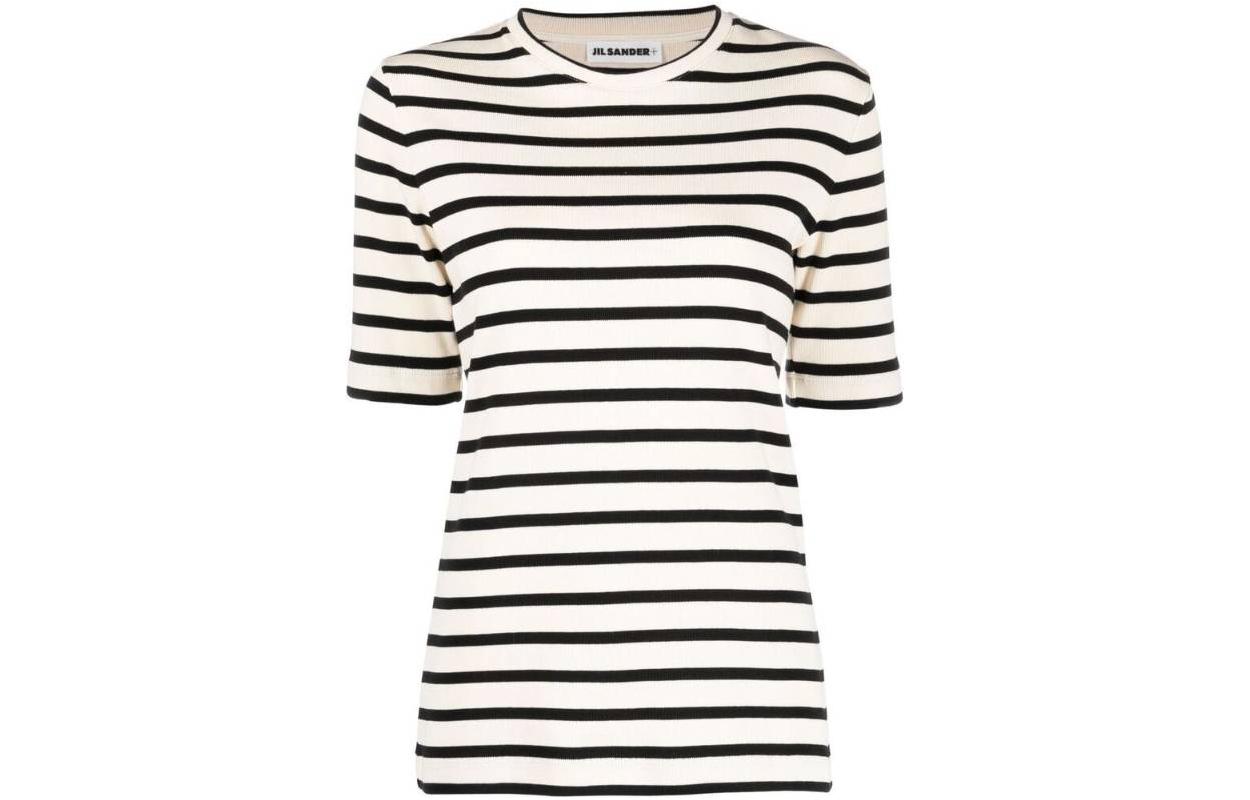 Order (W) JIL SANDER 经典条纹圆领纯棉T恤 白色 SS24 J40GC0111-J46497-080