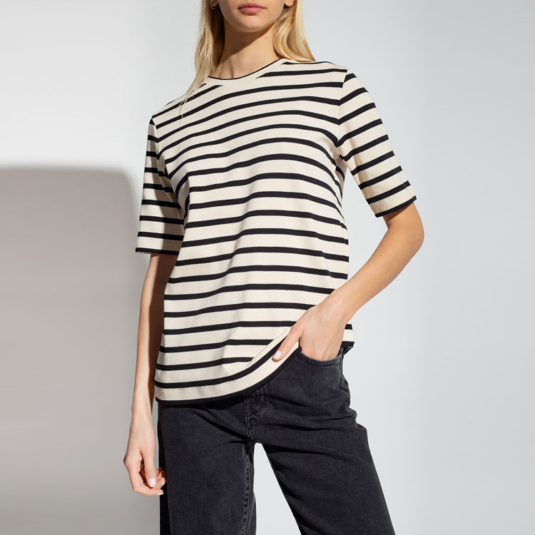 Shop (W) JIL SANDER 经典条纹圆领纯棉T恤 白色 SS24 J40GC0111-J46497-080