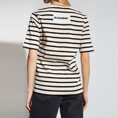 (Women) JIL SANDER Striped Detail Classic Cotton Crewneck T-Shirt White (Women) SS24 J40GC0111-J46497-080 Purchase (Women) JIL SANDER Striped Detail Classic Cotton Crewneck T-Shirt White (Women) SS24 J40GC0111-J46497-080