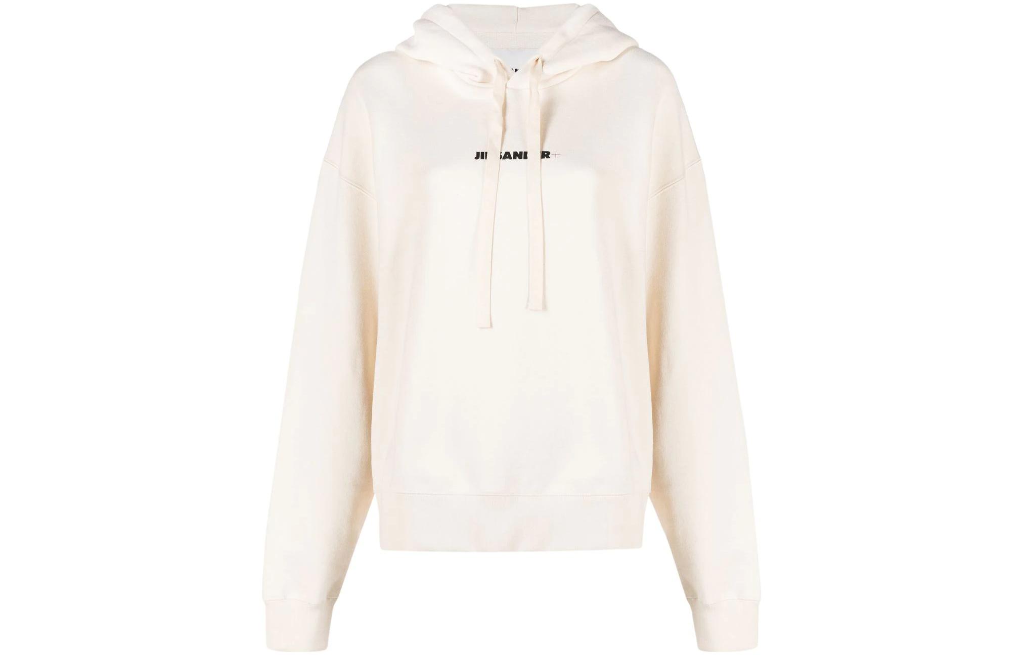 (Women) Jil Sander White Hoodie with Letter Logo Print and Long Sleeves J40GU000-2J20010-279