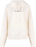 (Women) Jil Sander White Hoodie with Letter Logo Print and Long Sleeves J40GU000-2J20010-279 (Women) Jil Sander White Hoodie with Letter Logo Print and Long Sleeves J40GU000-2J20010-279