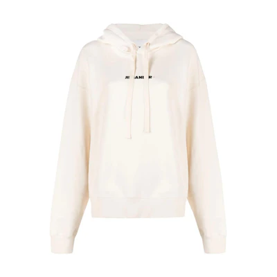 (Women) Jil Sander White Hoodie with Letter Logo Print and Long Sleeves J40GU000-2J20010-279