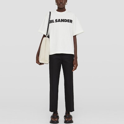 (Women) JIL SANDER White Logo Print Crew Neck T-Shirt JSPS707050-WS248708-102 Lookbook (Women) JIL SANDER White Logo Print Crew Neck T-Shirt JSPS707050-WS248708-102