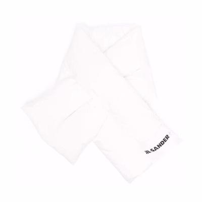 (Women) Jil Sander White Scarf with Letter Logo Design. JPPT590294WT253100101