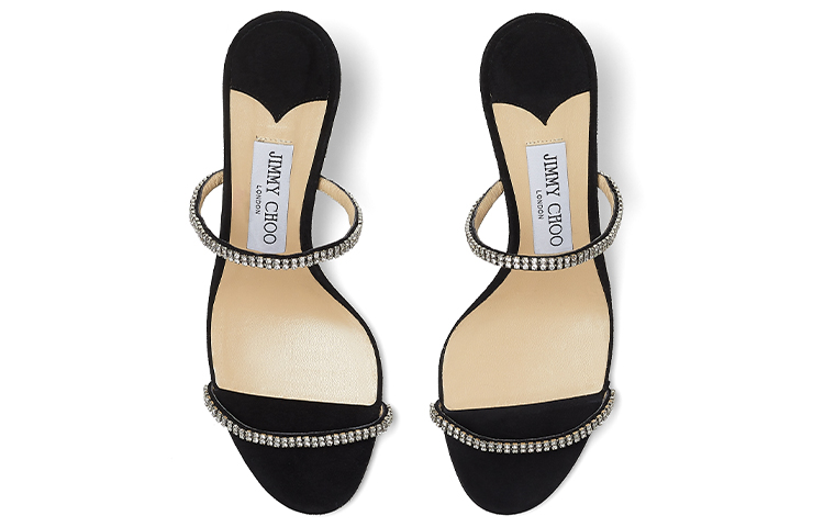 Lookbook (W) 지미추 6.5cm 블랙 패션 편한 스틸레토 슬라이드 BTEA65DCC