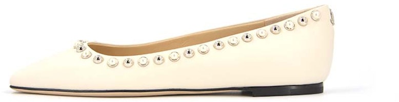 (W) Jimmy Choo ''Flats Putih Susu'' MIRELE-FLAT-ABM-LATTE/WHITE Sizing (W) Jimmy Choo ''Flats Putih Susu'' MIRELE-FLAT-ABM-LATTE/WHITE
