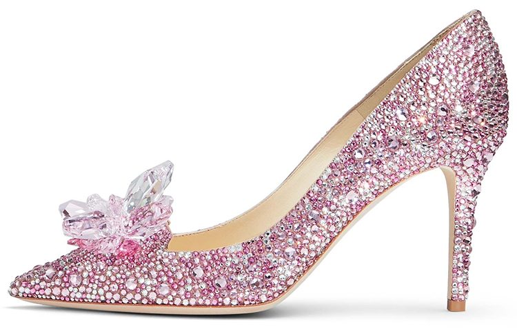 (Women) Jimmy Choo Alia Suede Crystal Cluster Heels 8.5cm Rose Pink ALIASXW Pink Color