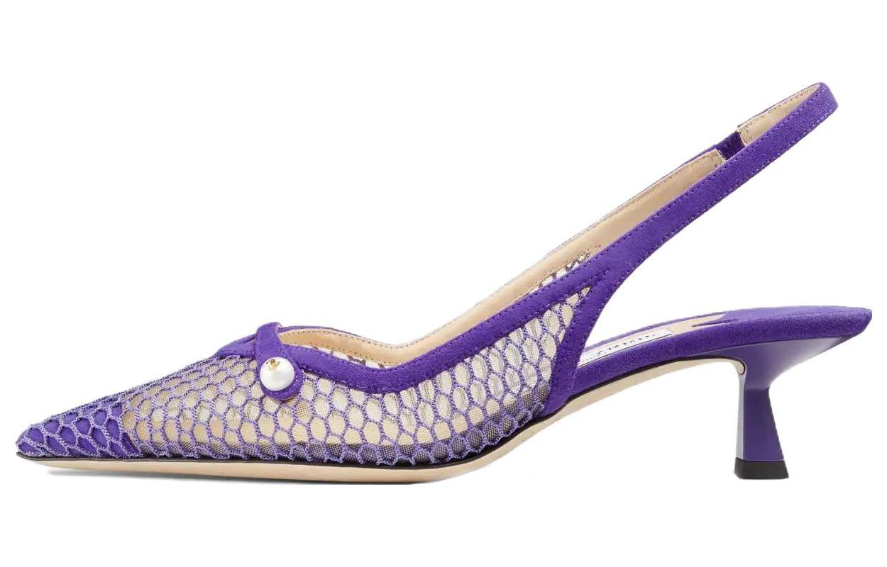 (Women) Jimmy Choo Amita Pearl Embellished Mesh Heels 4.5cm Purple AMITA45NHG051673 Purple