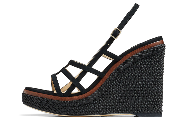 (Women) Jimmy Choo Ariela 110 Wedge Sandals 'Black Suede' ARIELA110SUE