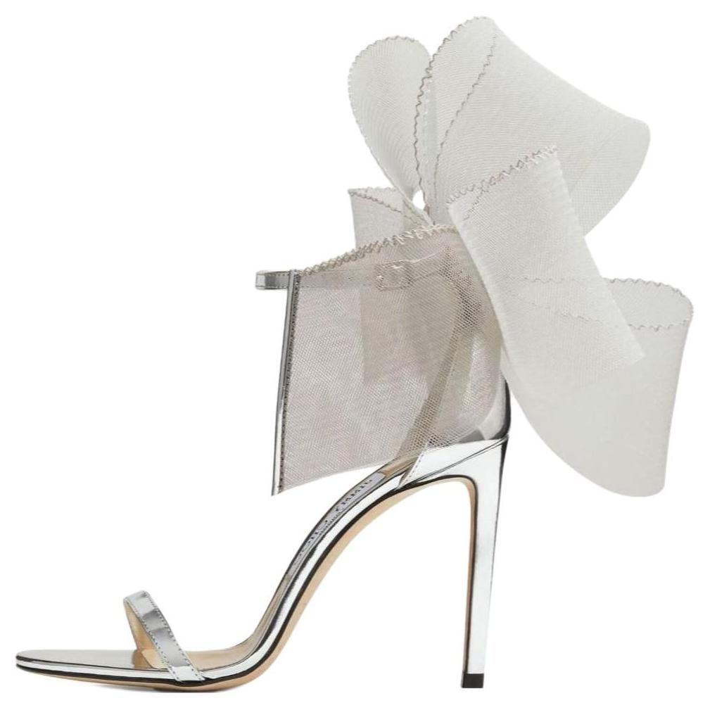 Buy (W) Jimmy Choo Aveline ''Silver Bow'' Kasut Tumit Tinggi Perak AVELINE100BAT