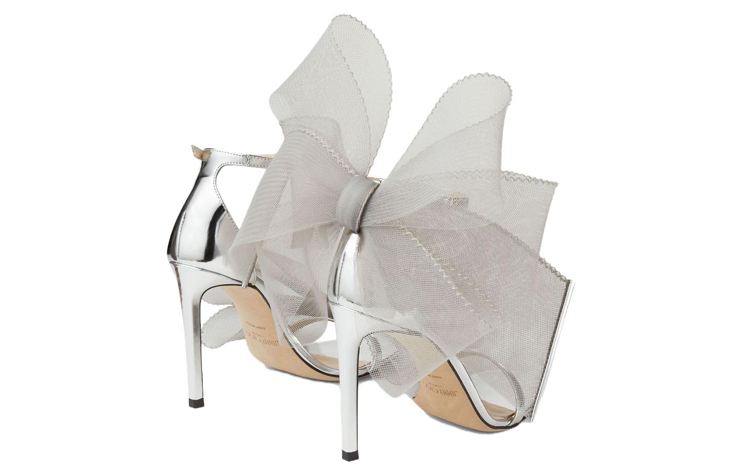 Shop (W) Jimmy Choo Aveline ''Silver Bow'' Kasut Tumit Tinggi Perak AVELINE100BAT