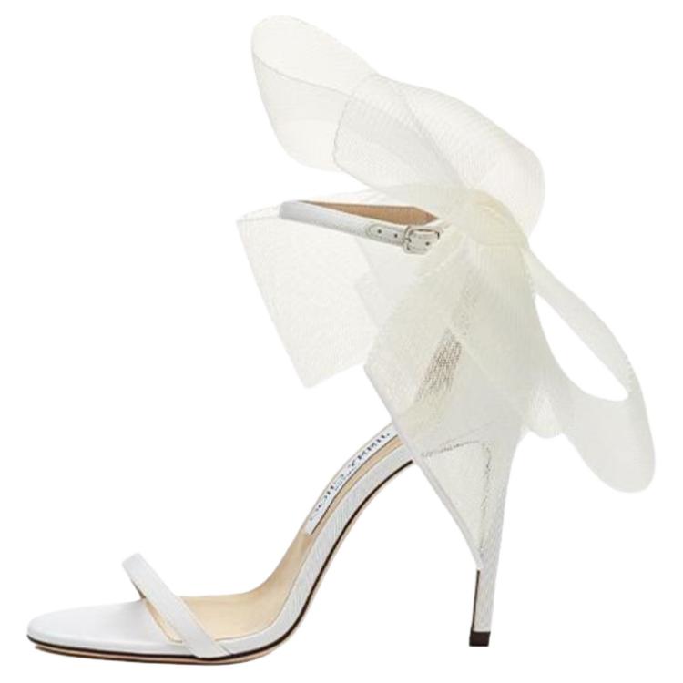 (Women) Jimmy Choo Aveline Round-Toe Ankle Strap Stiletto Heels Women AVELINE 100YMG Latte Color