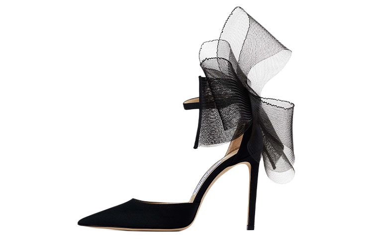 (Women) Jimmy Choo Averly Pointed Toe Strap Stiletto Heels AVERLY100YMG Black