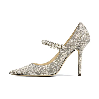 (W) Jimmy Choo Baily 100 'Crystal and Pearl Ballet Pink'