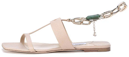 (Women) Jimmy Choo Beige Leather Strappy Sandals - Comfortable & Versatile REEDFLATBAX Barley Color (Women) Jimmy Choo Beige Leather Strappy Sandals - Comfortable & Versatile REEDFLATBAX Barley Color