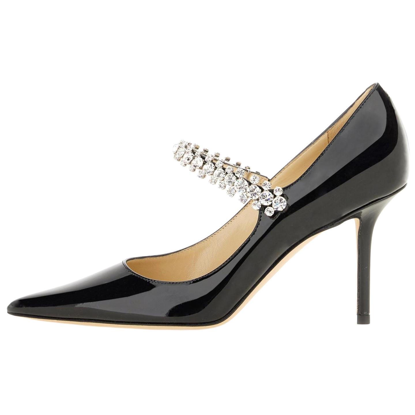 (Women) Jimmy Choo Bing Black Leather Pointed Toe Slip-On Stiletto Heels 8.5cm Women BINGPUMP85PAT Black
