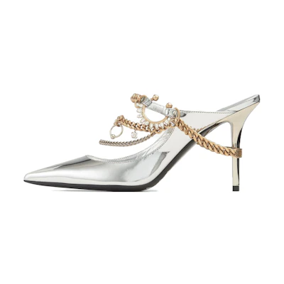 (W) Jimmy Choo Bing Mule 'Silver Leather'