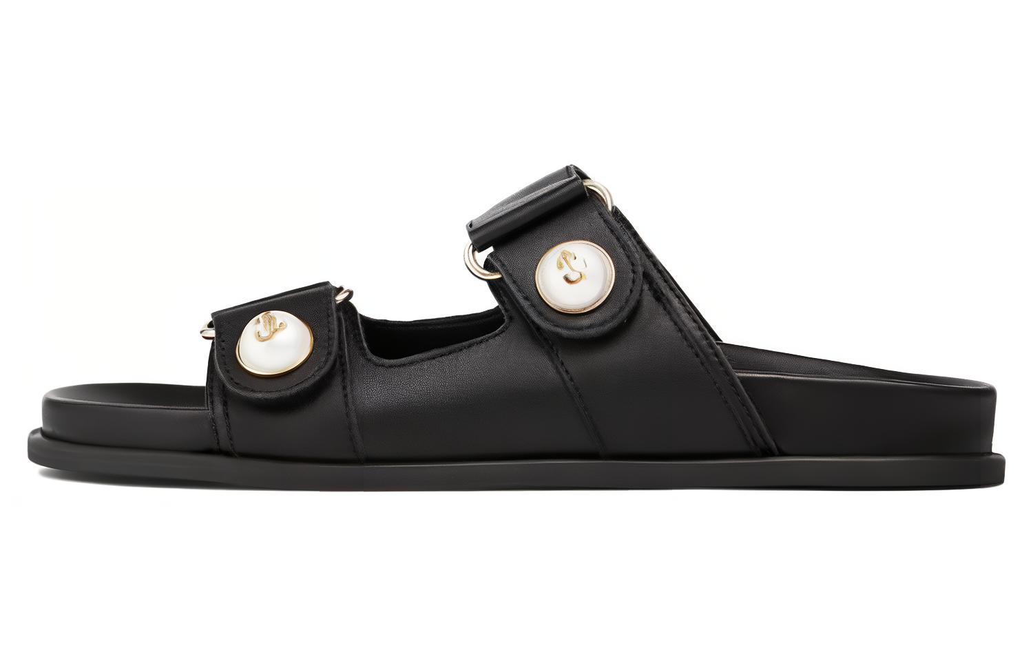 (Women) Jimmy Choo Black Slide Sandals FAYENCE SANDALS QM Black