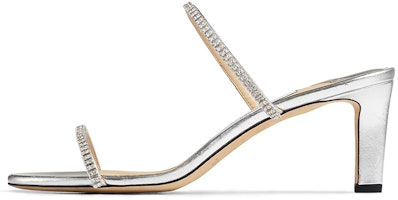 (Women) Jimmy Choo Brea 65 Slides 'Silver High-Heeled' BREA65MNC (Women) Jimmy Choo Brea 65 Slides 'Silver High-Heeled' BREA65MNC