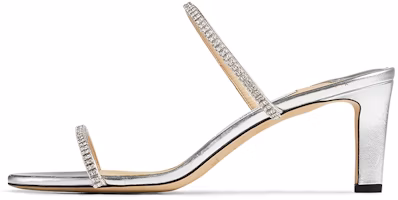 (Women) Jimmy Choo Brea 65 Slides 'Silver High-Heeled' BREA65MNC (Women) Jimmy Choo Brea 65 Slides 'Silver High-Heeled' BREA65MNC