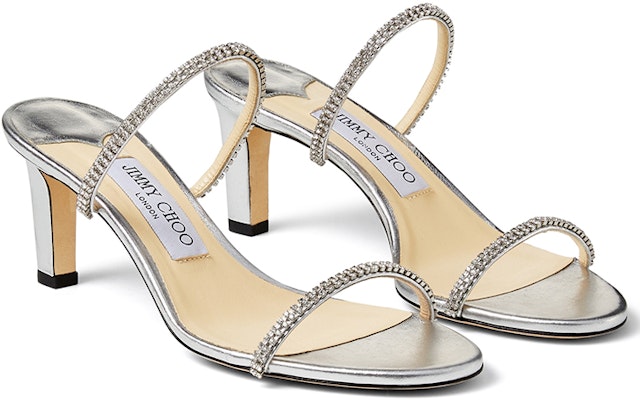 (Women) Jimmy Choo Brea 65 Slides 'Silver High-Heeled' BREA65MNC Order (Women) Jimmy Choo Brea 65 Slides 'Silver High-Heeled' BREA65MNC
