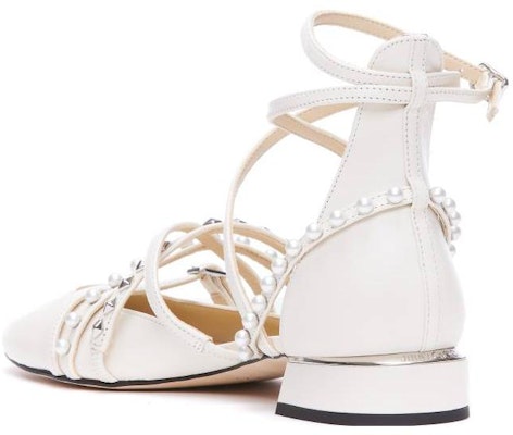 (Women) Jimmy Choo Celestia 'White Leather Round Toe Block Heel' CELESTIA25AXDLATTESILVER Order (Women) Jimmy Choo Celestia 'White Leather Round Toe Block Heel' CELESTIA25AXDLATTESILVER