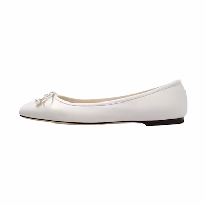 (W) Jimmy Choo CMFT Flat 'White Leather'