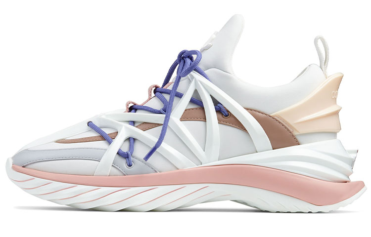 (Women) Jimmy Choo Cosmos/F Low-Top Casual Sneakers Women White Pink COSMOSFVZY Face Powder