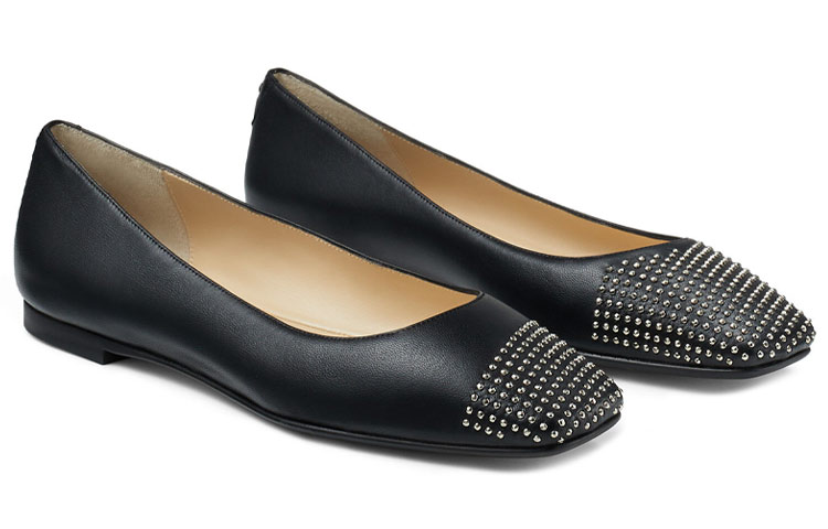 Order (W) 지미 추 다비아 플랫 '블랙 나파 가죽' DAVIAFLATNYX