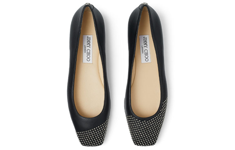 Lookbook (W) 지미 추 다비아 플랫 '블랙 나파 가죽' DAVIAFLATNYX