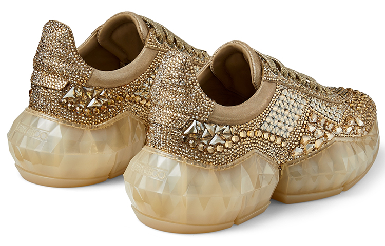 Shop (W) Jimmy Choo Diamond/F 金属金水晶装饰低帮运动鞋 DIAMONDFXIHOO0111