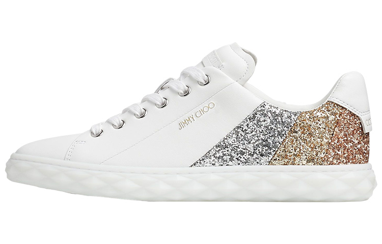 (Women) Jimmy Choo Diamond Light Leather White Low-Top Sneakers. DIAMONDLIGHTFWQJ White