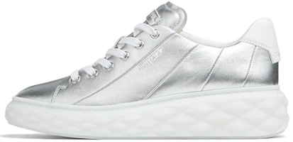 (Women) Jimmy Choo Diamond Light Maxi Low-Top Sneakers Silver/White Leather. DIAMONDLIGHTMAXIFMNA Silver White Color (Women) Jimmy Choo Diamond Light Maxi Low-Top Sneakers Silver/White Leather. DIAMONDLIGHTMAXIFMNA Silver White Color