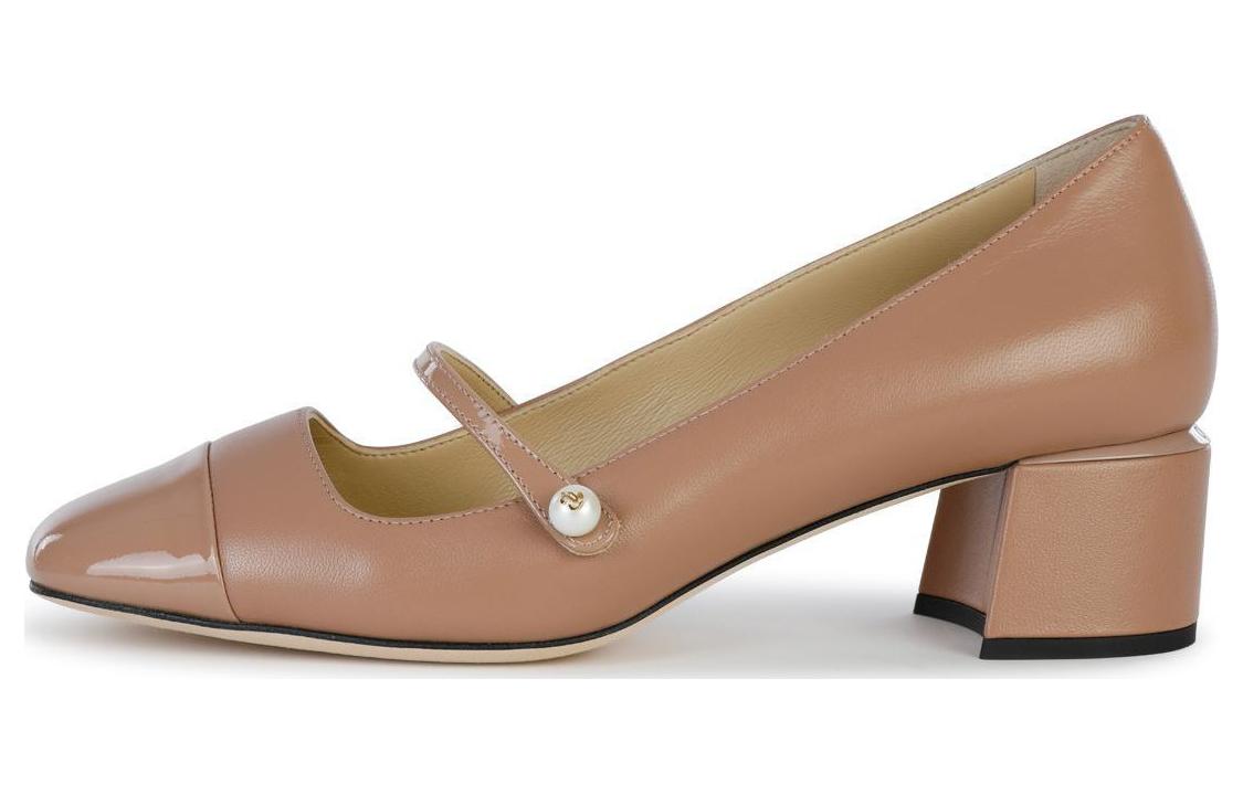 (Women) Jimmy Choo Elisa Square-Toe Slip-On Block Heels 4.5cm Pink ELISA45PTZ Ballet Pink Color.
