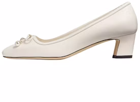 (Women) Jimmy Choo Elme White Leather Square-Toe Slip-On Mule Heels Womens J000168631 (Women) Jimmy Choo Elme White Leather Square-Toe Slip-On Mule Heels Womens J000168631
