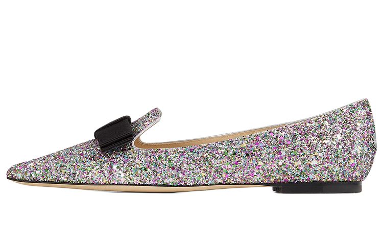 (Women) Jimmy Choo Gala Multicolor Glitter Fabric Loafers Casual Shoes GALACGF Multicolor