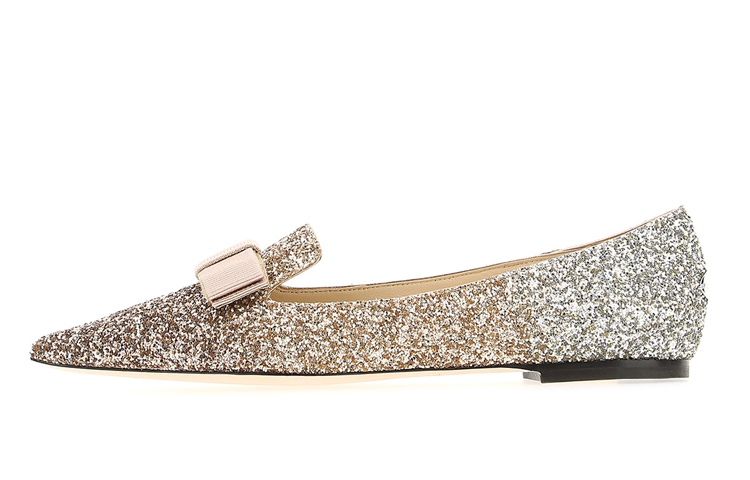 (Women) Jimmy Choo Gala Vnb Gradient Glitter Flats Casual Shoes Rose Gold. GALAVNB Rose Gold