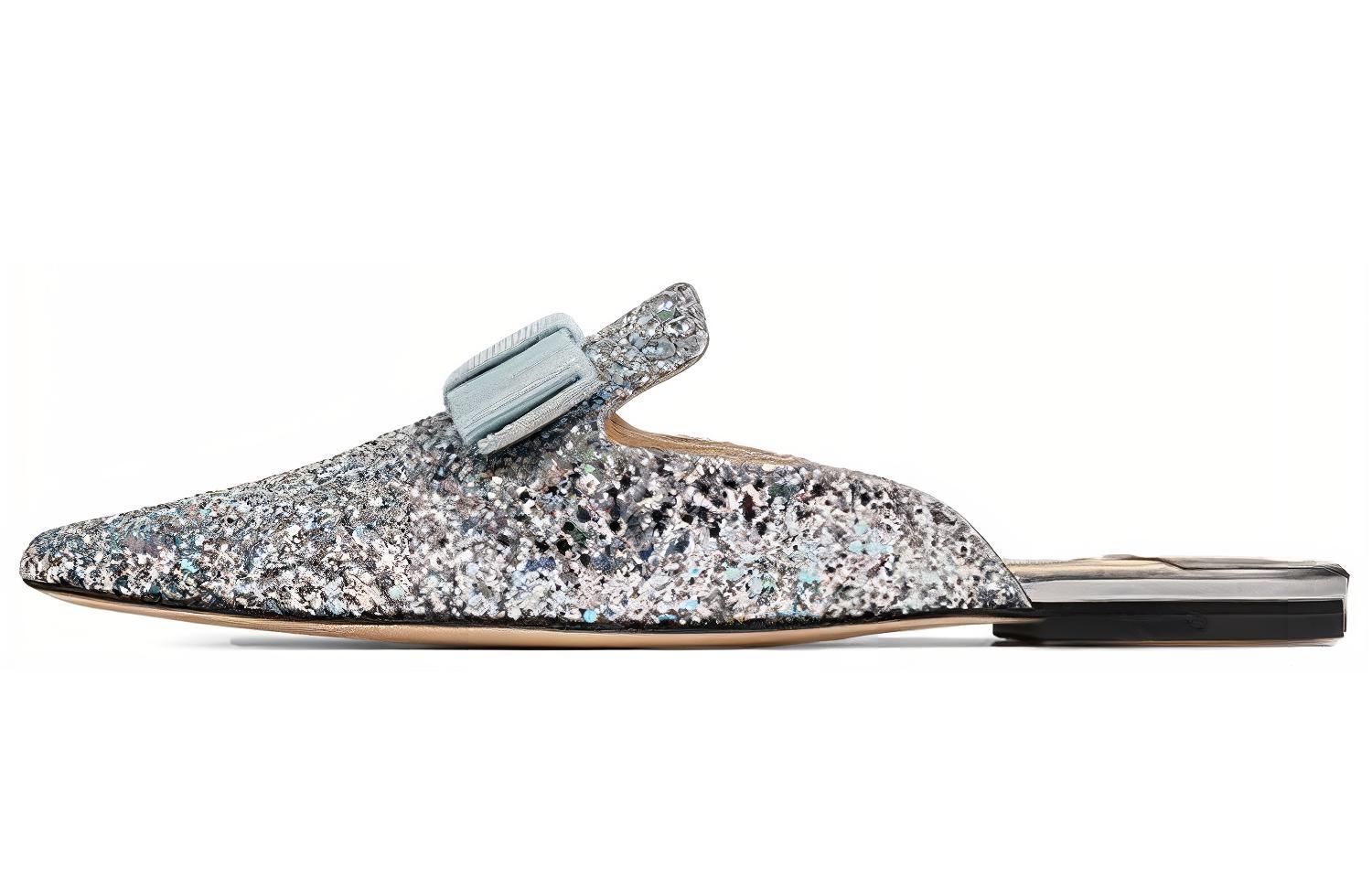 (Women) Jimmy Choo Galaxy Flat 'Silver Sequin' GALAXYFLATBOG-SKYMIX